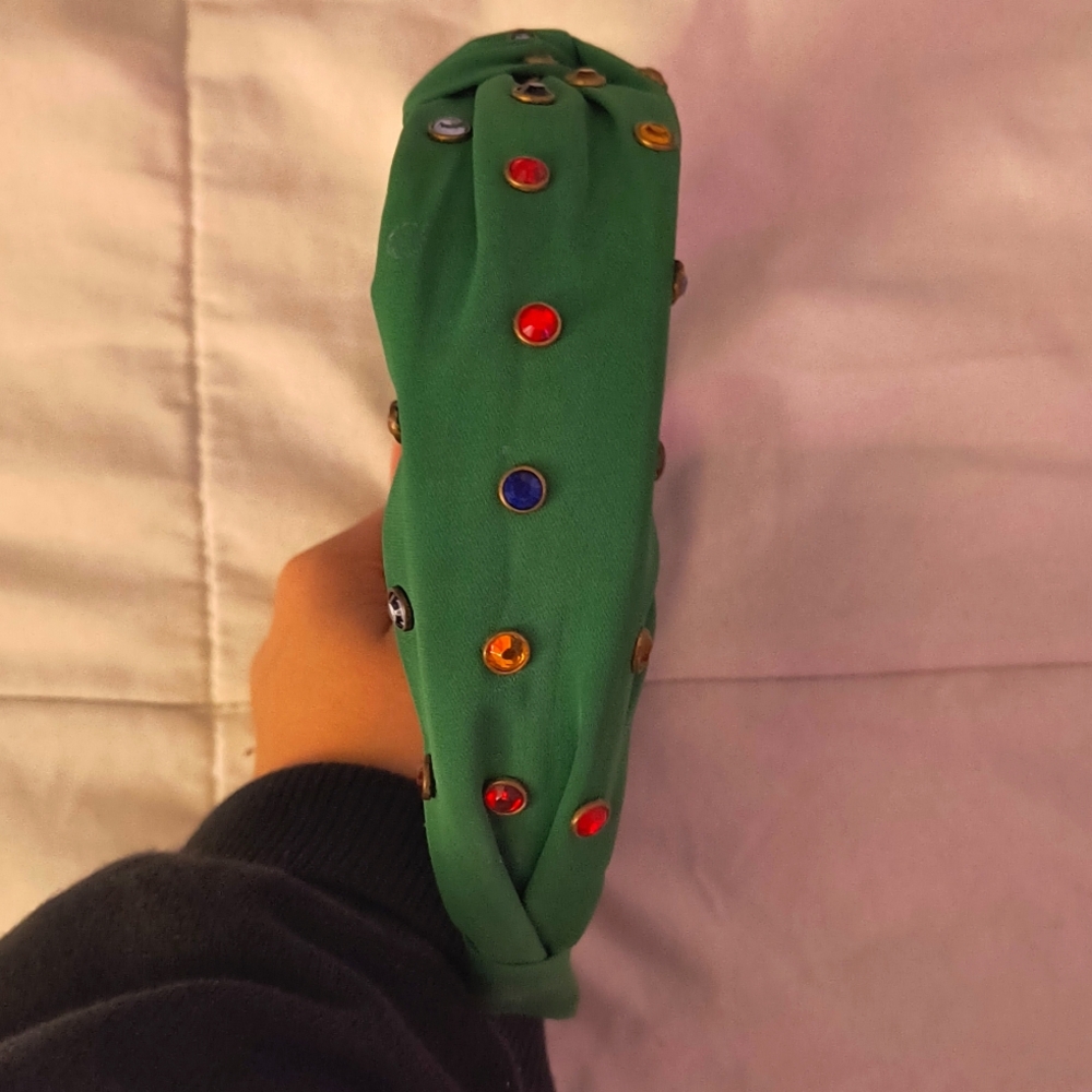 Cute Green Headband with rhinestones